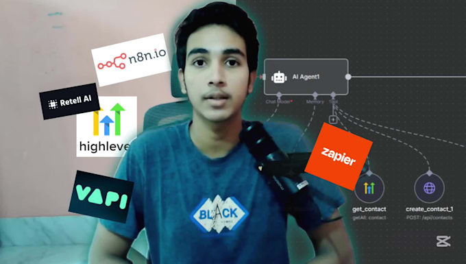 create n8n ai agent workflow with ghl api, retell, vapi api