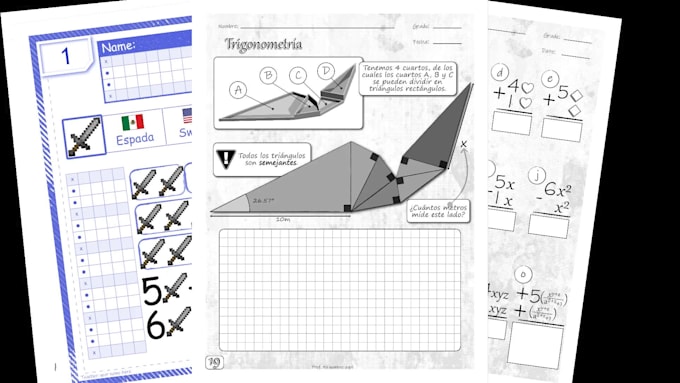 make math worksheets english español francais