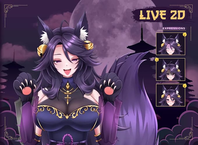 draw live2d vtuber model 2d vtuber illustration for live2d model commission