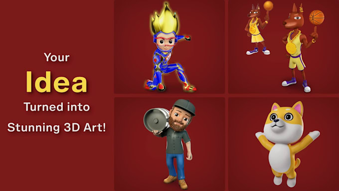 create a custom 3d character model for game or 3d print