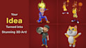 create a custom 3d character model for game or 3d print