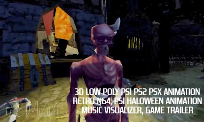 make retro ps1 ps2 n64 3d lowpoly animation, music visualizer, ps1 game trailer