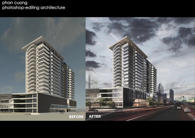 edit architecture rendering in photoshop