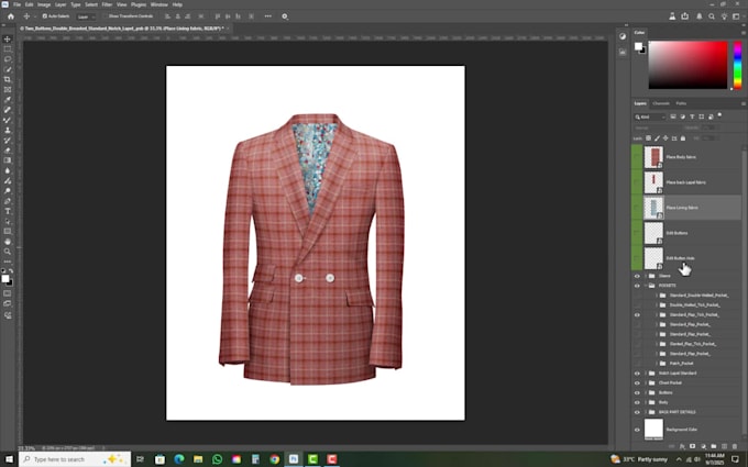 create realistic PSD suit mockup for fashion brand