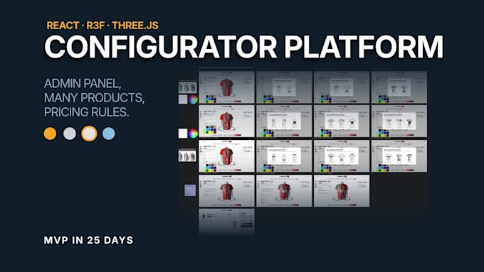 develop a 3d configurator platform or web app in three js