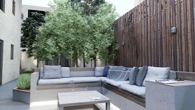 design home landscape backyard pool photorealistic rendering