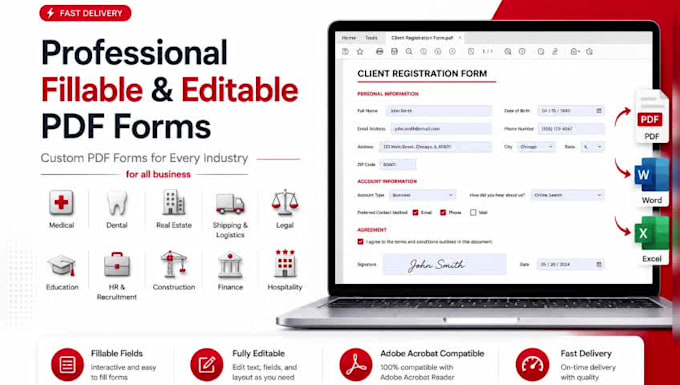 create a professional fillable PDF form with validation and signature