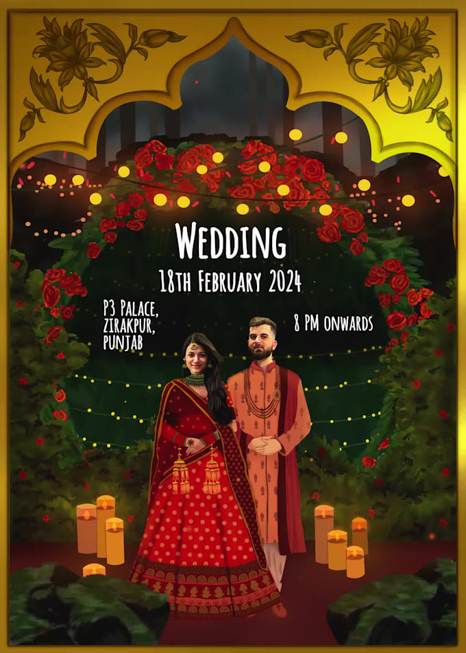 create custom illustrated and animated wedding invitation
