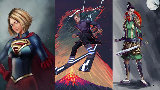 draw conceptual character art for comic anime or manga