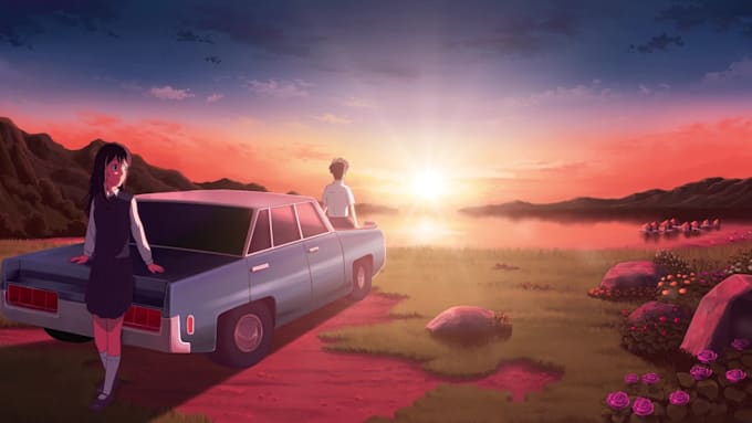 create aesthetic anime lofi loop animation for youtube
