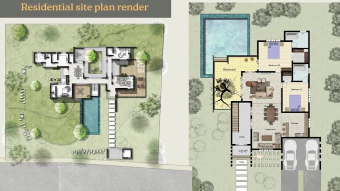 creatively render site, master, and floor plans in photoshop