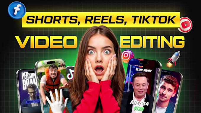 do video editing for instagram reels, youtube shorts, ads, tiktok video editing