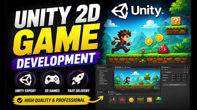 develop professional unity 2d platformer game android and PC