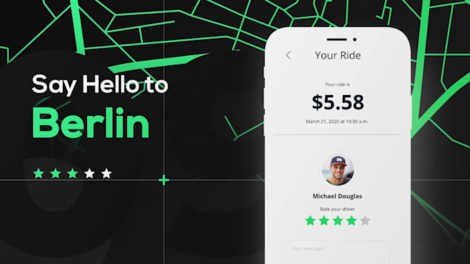 create professional taxi booking app animation video, taxi ads mobile app promo