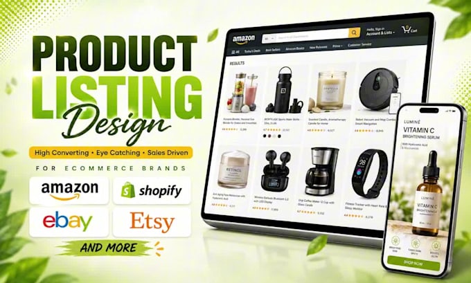 design shopify, amazon product listing images