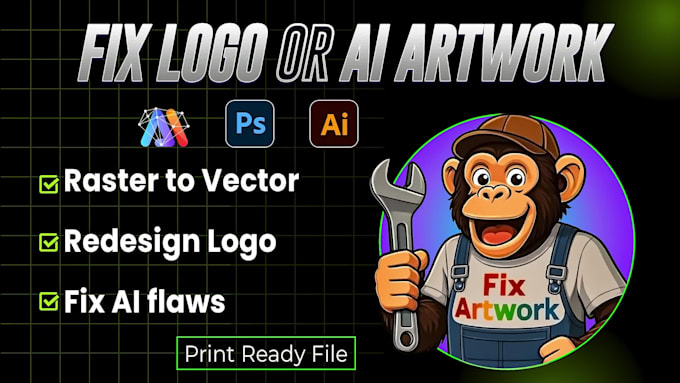 vectorize, upscale, redesign and fix your logo or ai artwork