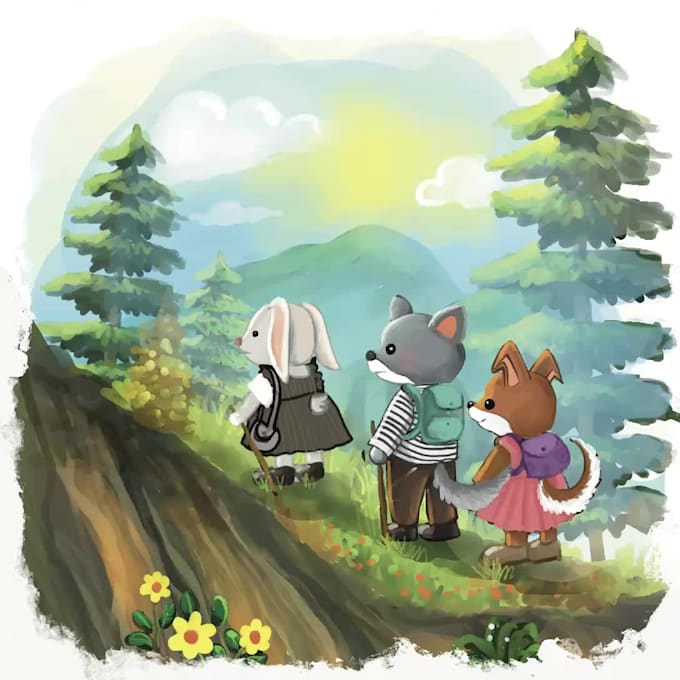 draw whimsical children book illustrations for you