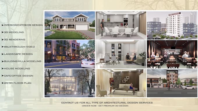 do 3d model and render exterior, interior, 3d floor plan