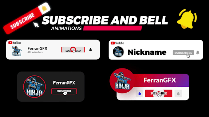 create youtube follow subscribe and bell animations