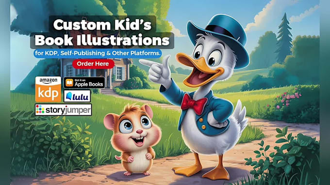 do children story book illustration and book cover with ai