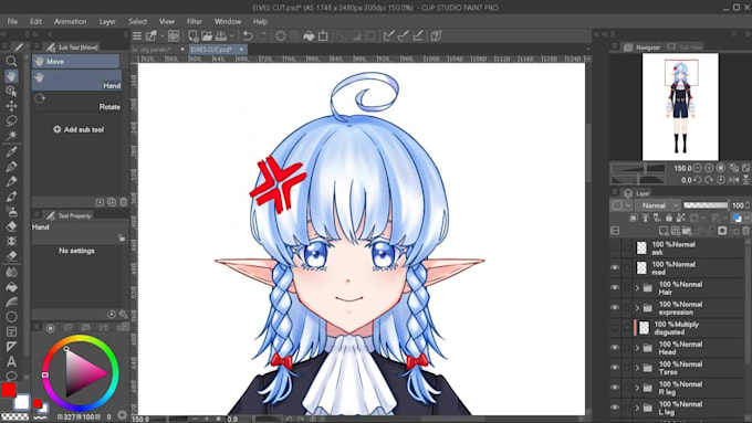 cut png to PSD for live2d asset