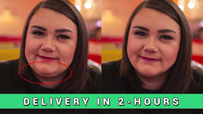 remove double chin, photo retouching and objects remove