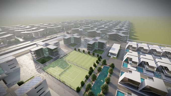 do an architectural masterplan rendering and modeling