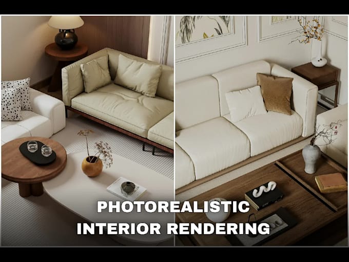 create photorealistic modern living room interior render