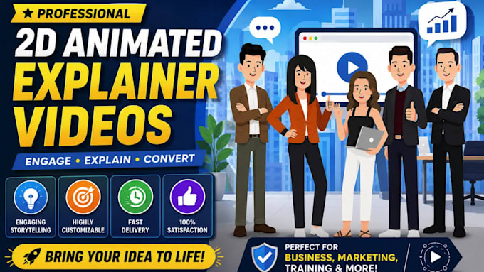 create animated explainer video or 2d animation sales video in 24 hours