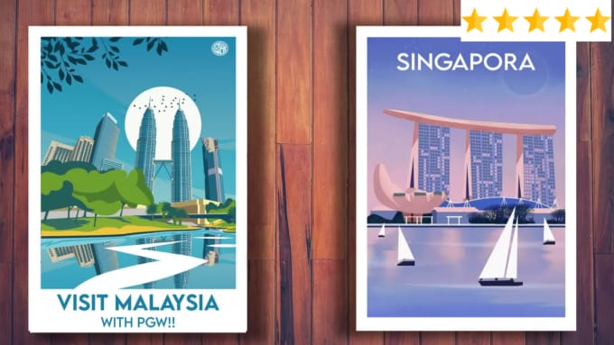 create retro, vintage travel poster for any place in the world and illustration