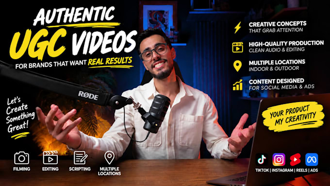 create authentic ugc videos for tiktok, instagram and paid ads