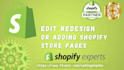 redesign shopify store pages, homepage, header, footer, product, and cart page