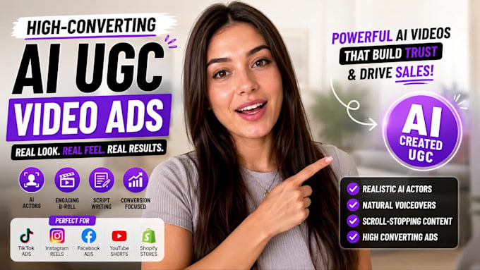 Create ai ugc video ads for tiktok, facebook and instagram by Unaib123 ...