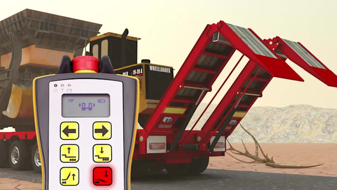 create 3d industrial construction equipment animation, crane lifting simulation