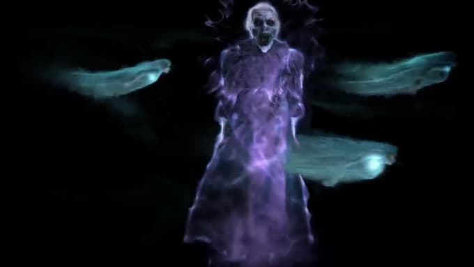 create spooky halloween hologram animation vj loop and haunted projection effect