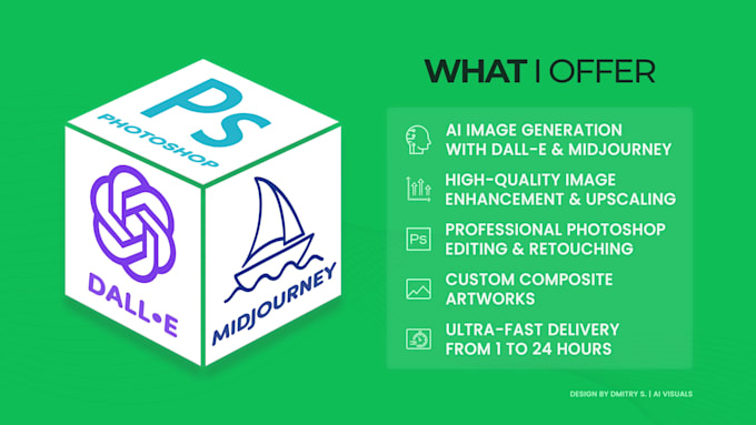 create ai art with dall e 3 and midjourney, refined in photoshop