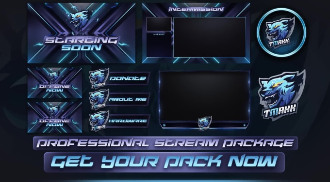 Hire a freelancer to design animated stream overlay and logo for twitch