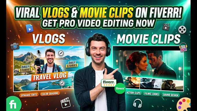 do professional video editing for vlogs and movie clips