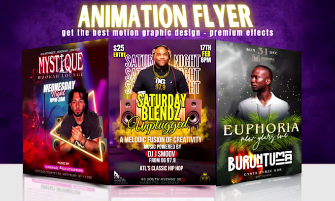 do animated motion event, party, dj club, birthday, night club poster flyer