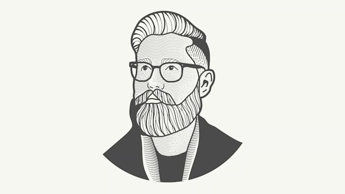 draw your line art portrait in engraving style