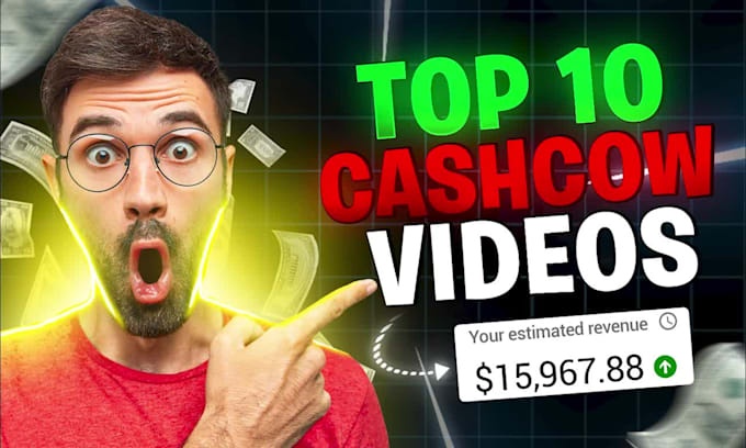 create youtube top 10 cash cow videos, cash cow faceless video editing