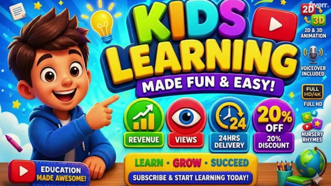 create profitable kids learning videos within 24 hours