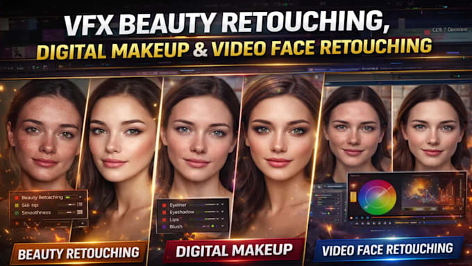 do vfx beauty retouching, digital makeup for film and video