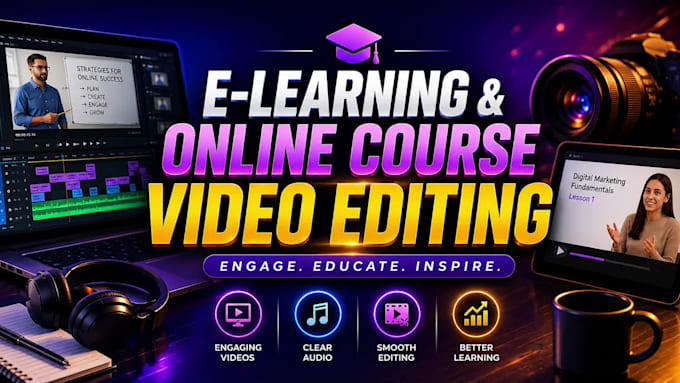 do video editing of elearning course, online course editing