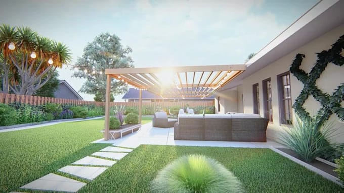 do backyard design, pool and garden design as 3d landscape architect