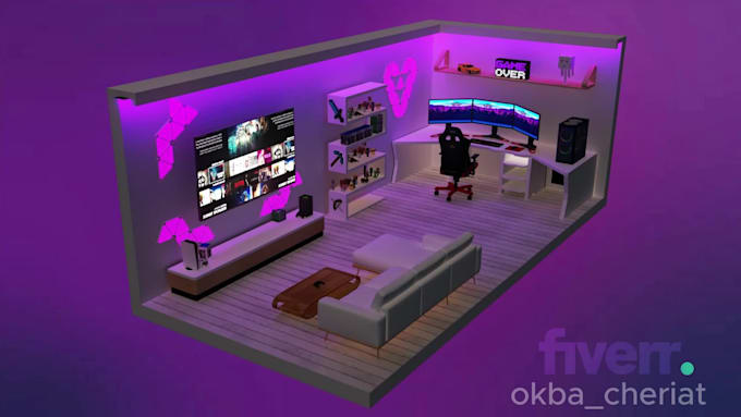 create a 3d isometric room designs