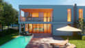 design house, villa, 3d exterior rendering and walkthrough