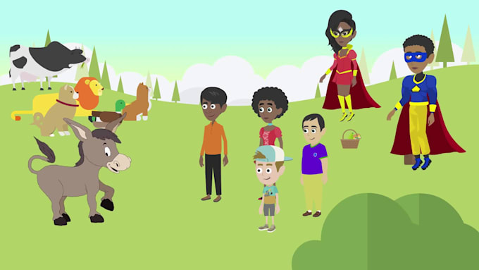 create 2d animation for kids, kids learning video, and kids animation stories