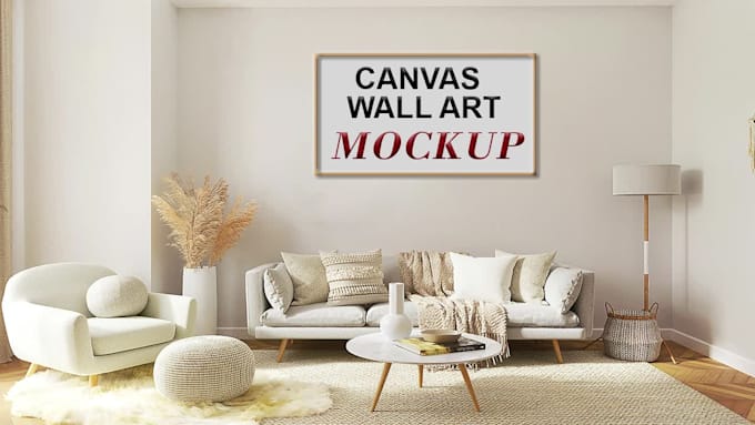 do custom wall canvas mock up design in photoshop
