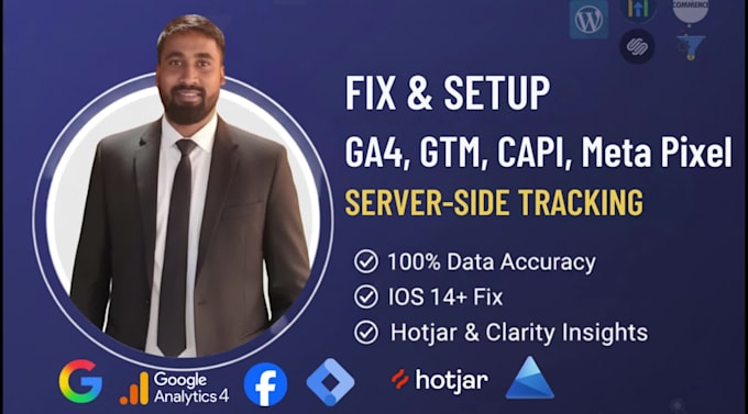 fix or setup google analytics 4, ga4, GTM, ecommerce tracking and event tracking